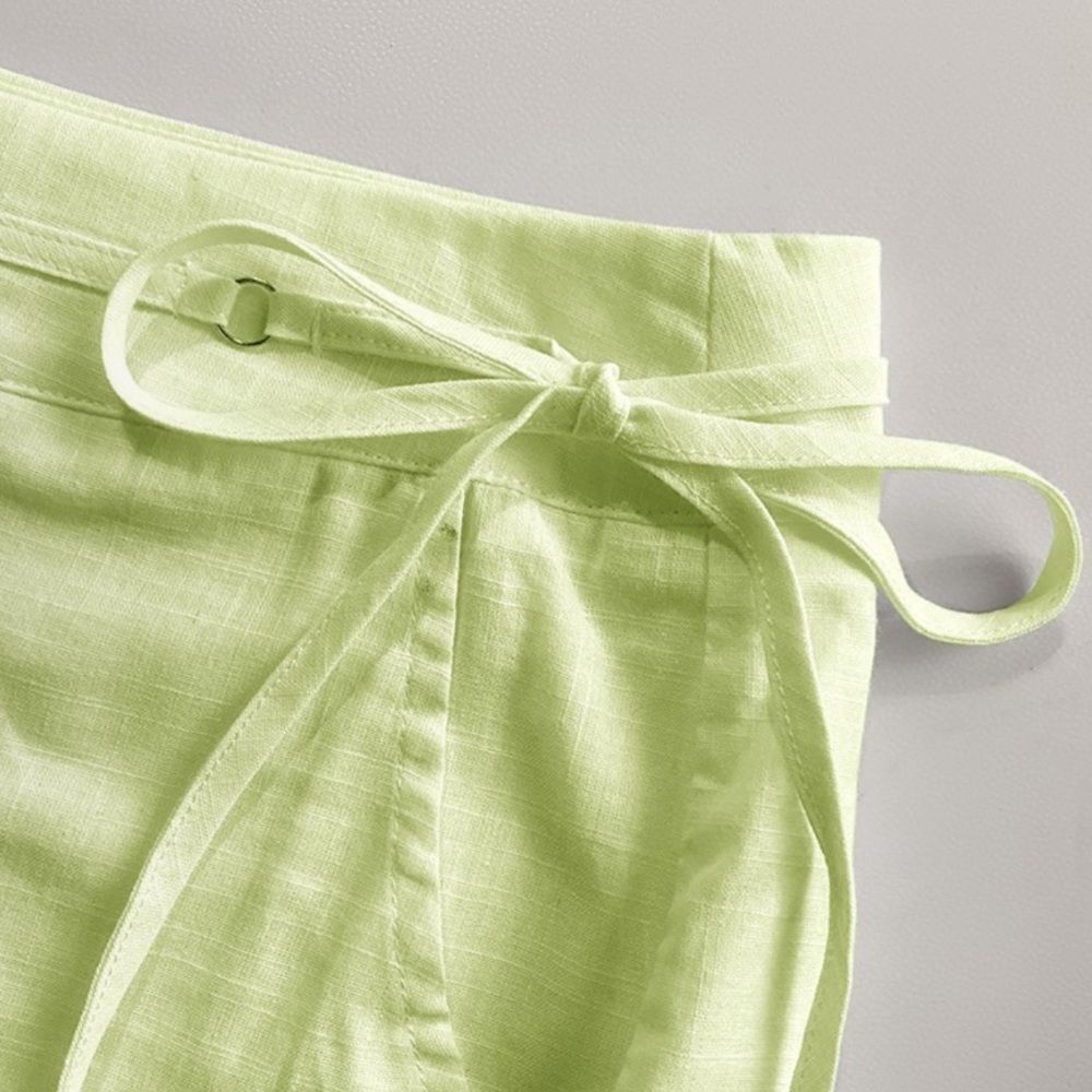 NIP Green Halter Sleeveless Hollow-out Crop Tank Drawstring Short Set Size L - Picture 5 of 5
